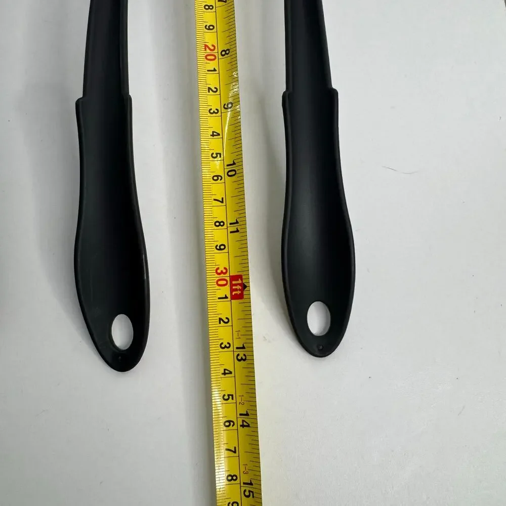 Set of 4 Utensils Black Plastic Slotted Serving Spoons, Ladle Heat Resistant USA